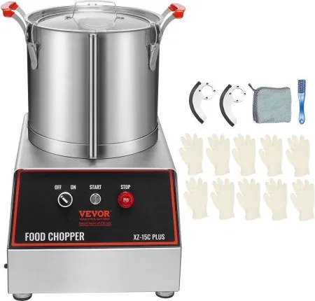 VEVOR Groentesnijder Elektrische Fruitsnijder 1400 W, Groentesnijder 17,62 L RVS Multi-Cutter voor Fruit en Groenten, Hotels, Saladewinkels, Snackbars Keukenapparatuur Machines met Drukknoppen