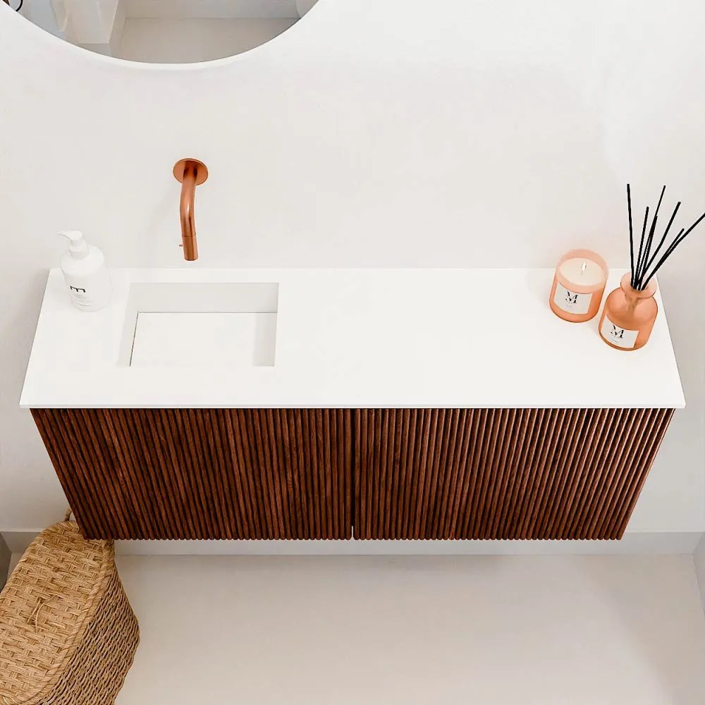 Mondiaz Joya 90cm toiletmeubel ruby met wastafel faye links zonder kraangat talc