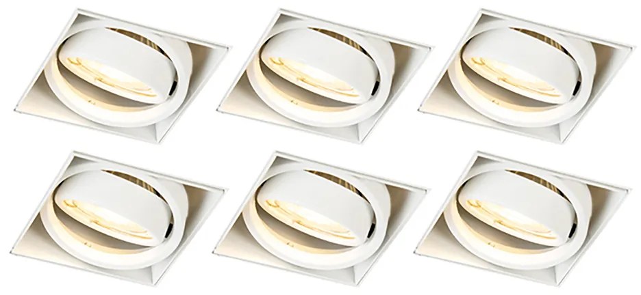Set van 6 inbouwspot wit GU10 kantelbaar trimless - Oneon