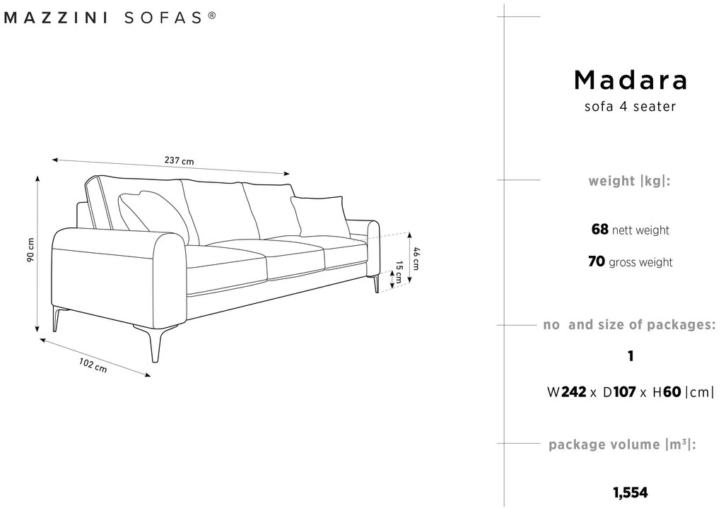 4-zitsbank Madara velvet | Mazzini Sofas