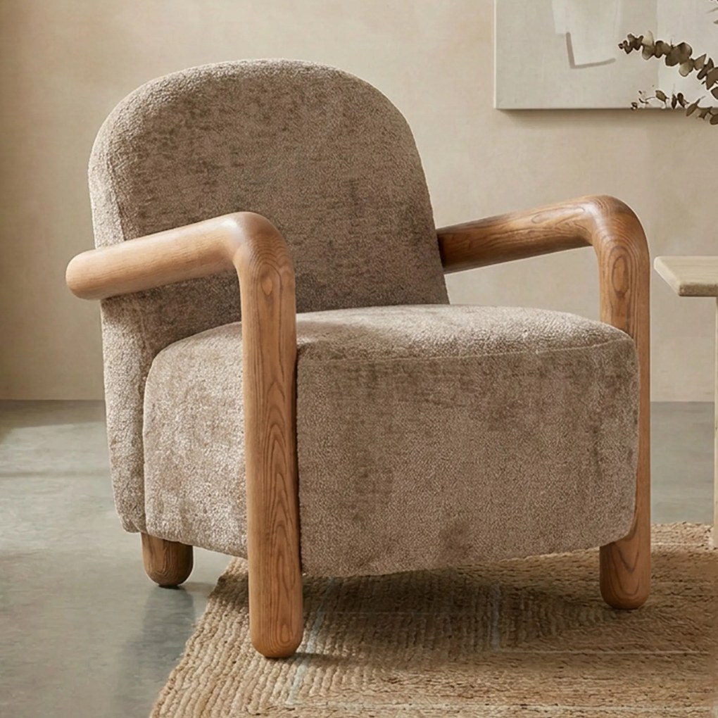 Fauteuil Met Hout Taupe