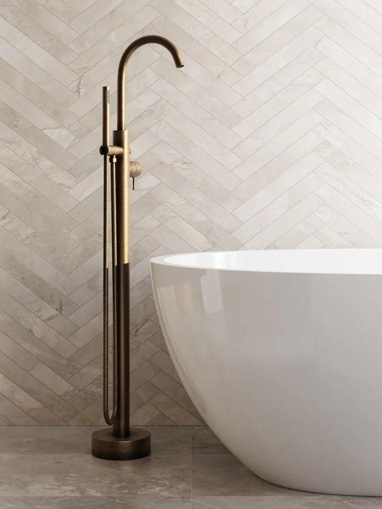 Saniclear Antique Stripes vrijstaande badkraan verouderd messing