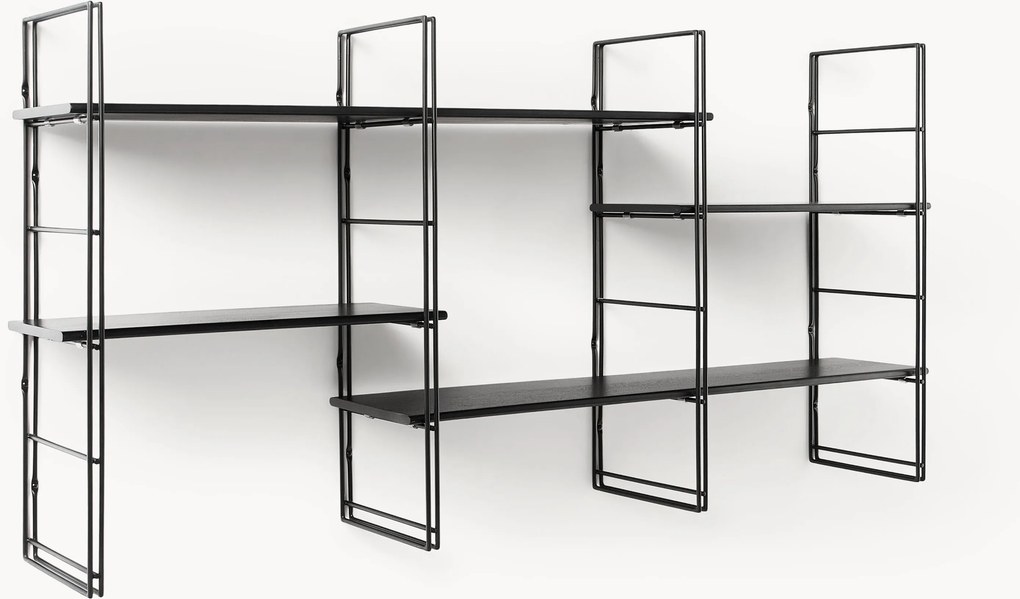Metalen wandrek Tayo met mangohouten planken