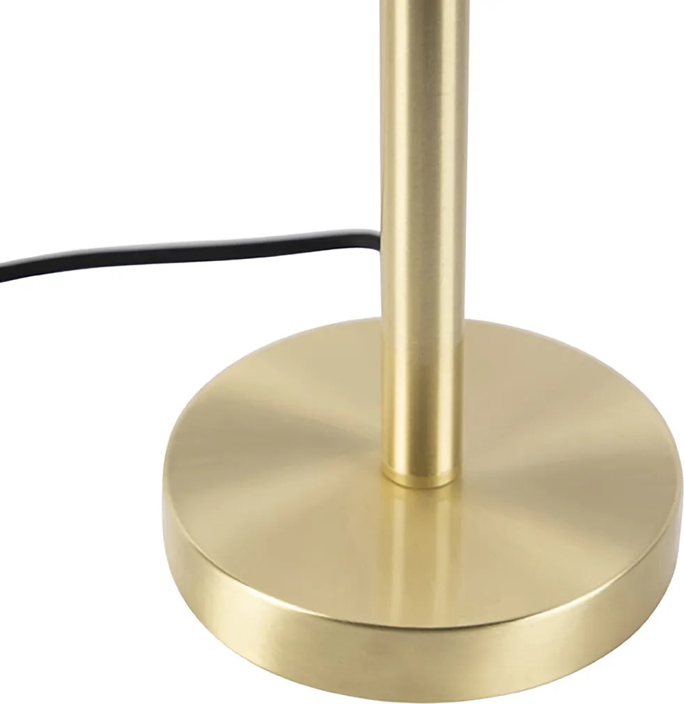 Klassieke tafellamp messing met kap lichtbruin 35 cm - Simplo