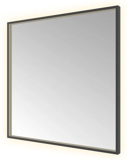 Hotbath &MORE Spiegel direct en indirect LED color changing spiegelverwarming met afstandsbediening Geborsteld zwart PVD SQU80MBP