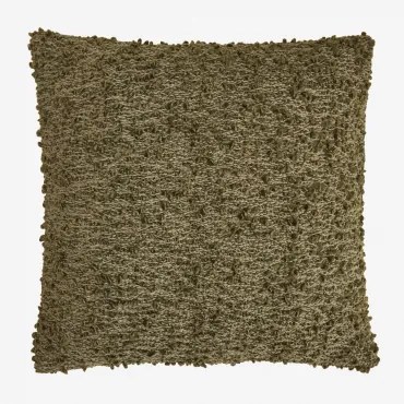 Vierkant Kussen 45x45 Cm In Bouclé Stof Zanero Groen – Intens Olijf - Sklum