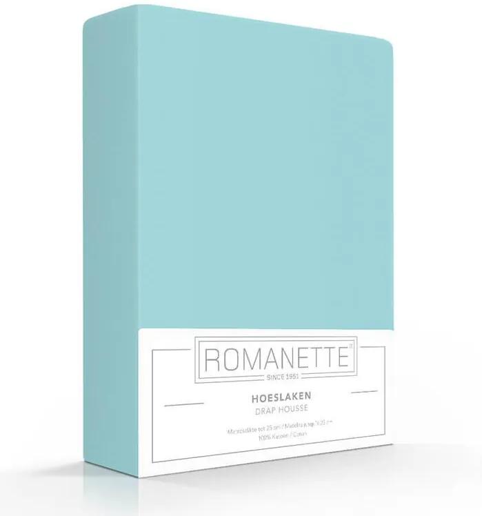 Romanette Luxe Verkoelend Hoeslaken Katoen - Aqua 80 x 200