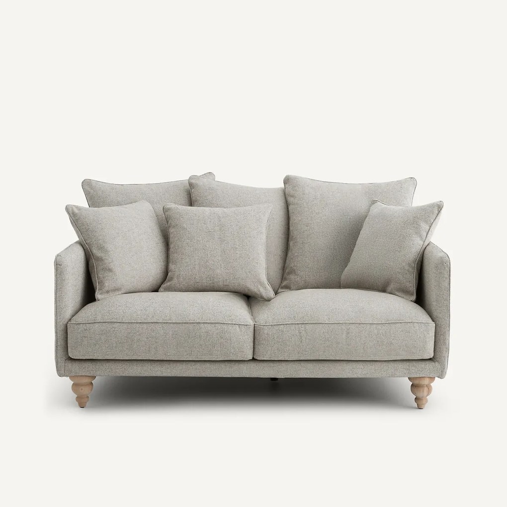 Compacte 3-zitsbank van viscose met structuur en linnen, LAZARE