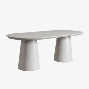 Ovale Eettafel 220x95 Cm In Cement Noemi Zand Grijs - Sklum