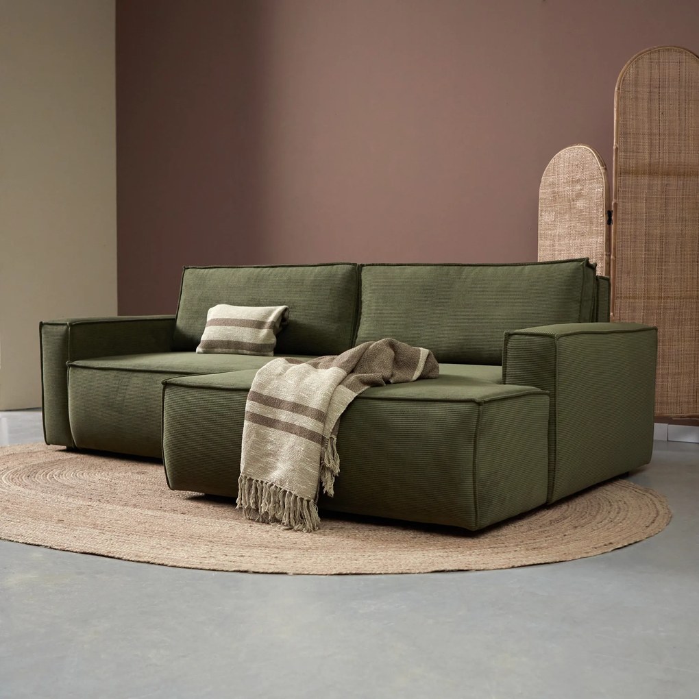 Groene Slaapbank Chaise Longue Rechts