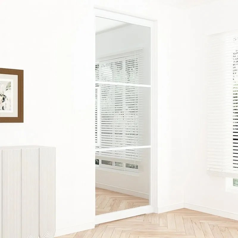 Stalen taatsdeur - Loft wit - 3 vaks helder glas - 93 x 231,5 cm