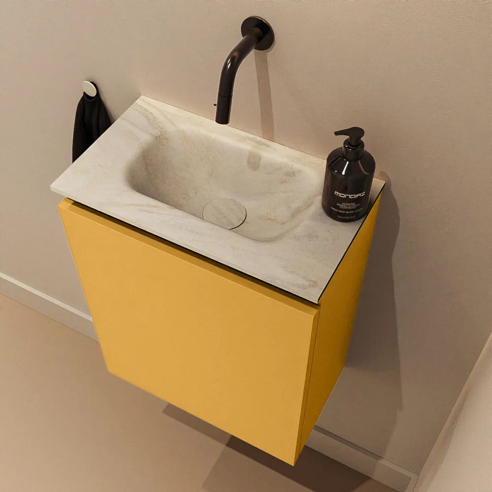 Mondiaz Ture DLux toiletmeubel 40cm ocher met wastafel ostra midden zonder kraangat