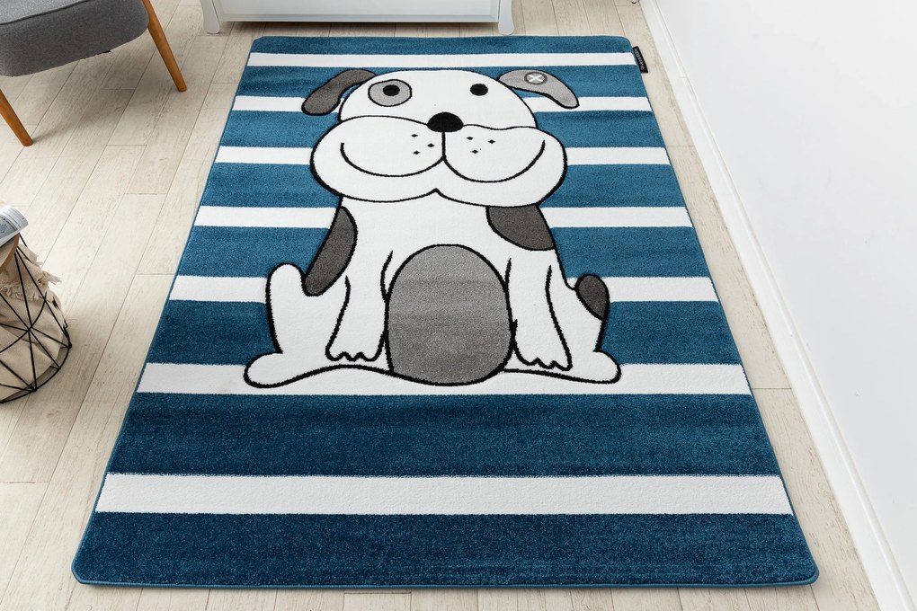 Tapijt PETIT PUPPY HOND HONDJE blauw