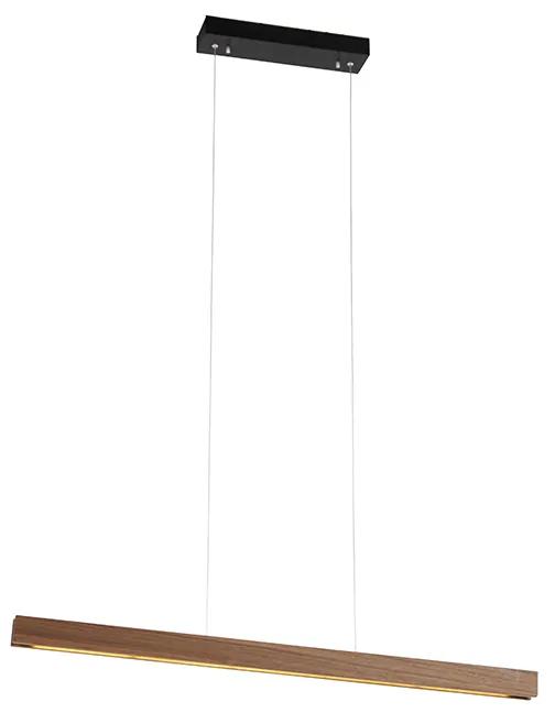 Eettafel / Eetkamer Moderne hanglamp notenhout 98 cm incl. LED 3-staps dimbaar - Holz Modern Binnenverlichting Lamp