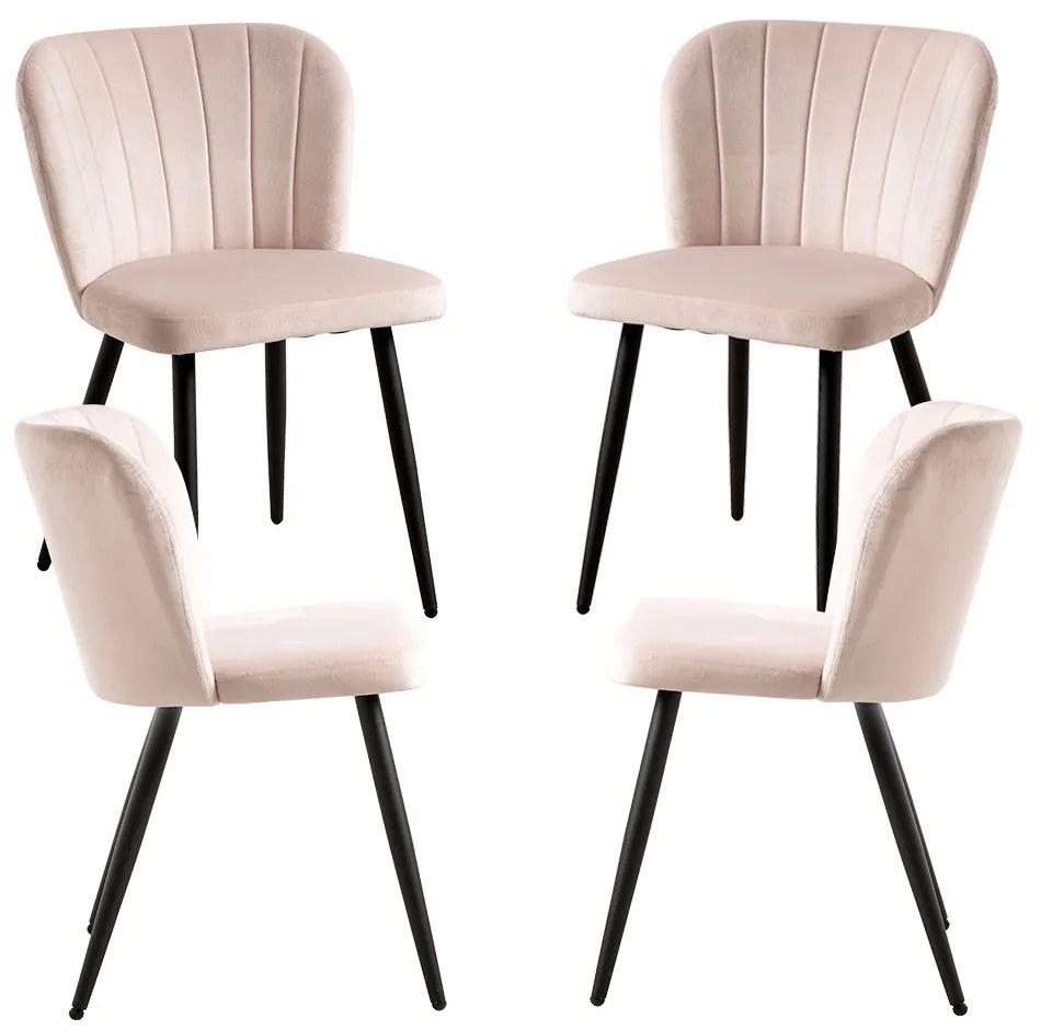 Pak 4 Fluwelen Luk Stoelen
