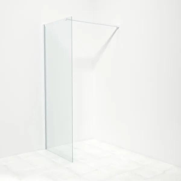 Saniclass Bellini inloopdouche 80x200cm met 8mm helder glas met mat wit profiel en stabilisatiestang