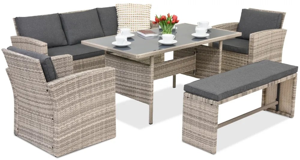 Marsylia Garden Point grijs technorattan tuinmeubelen