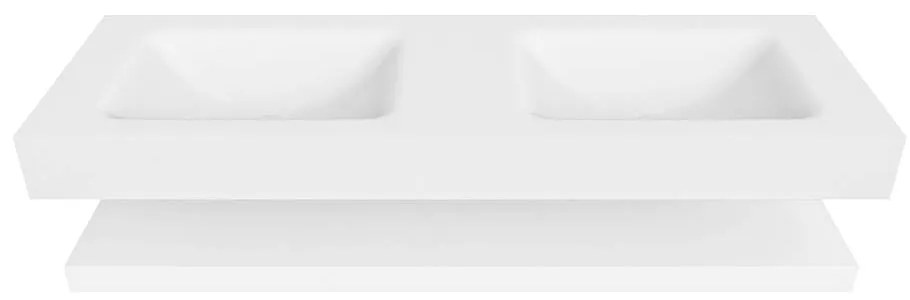 Zaro Alan badmeubel 140cm met planchet talc en vrijhangende wastafel cloud dubbel 2 kraangaten talc