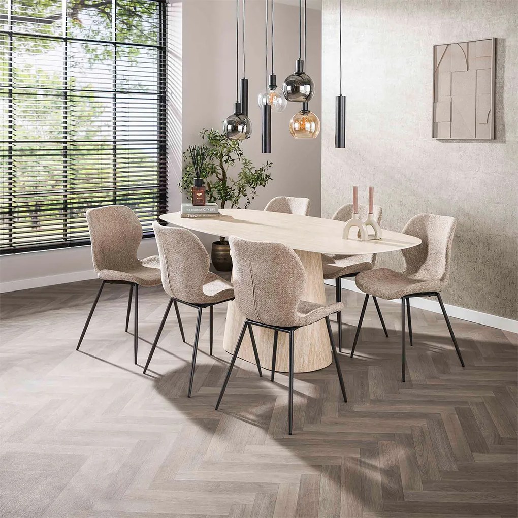 Eettafel Met Ovale Blad - 180 X 90cm.