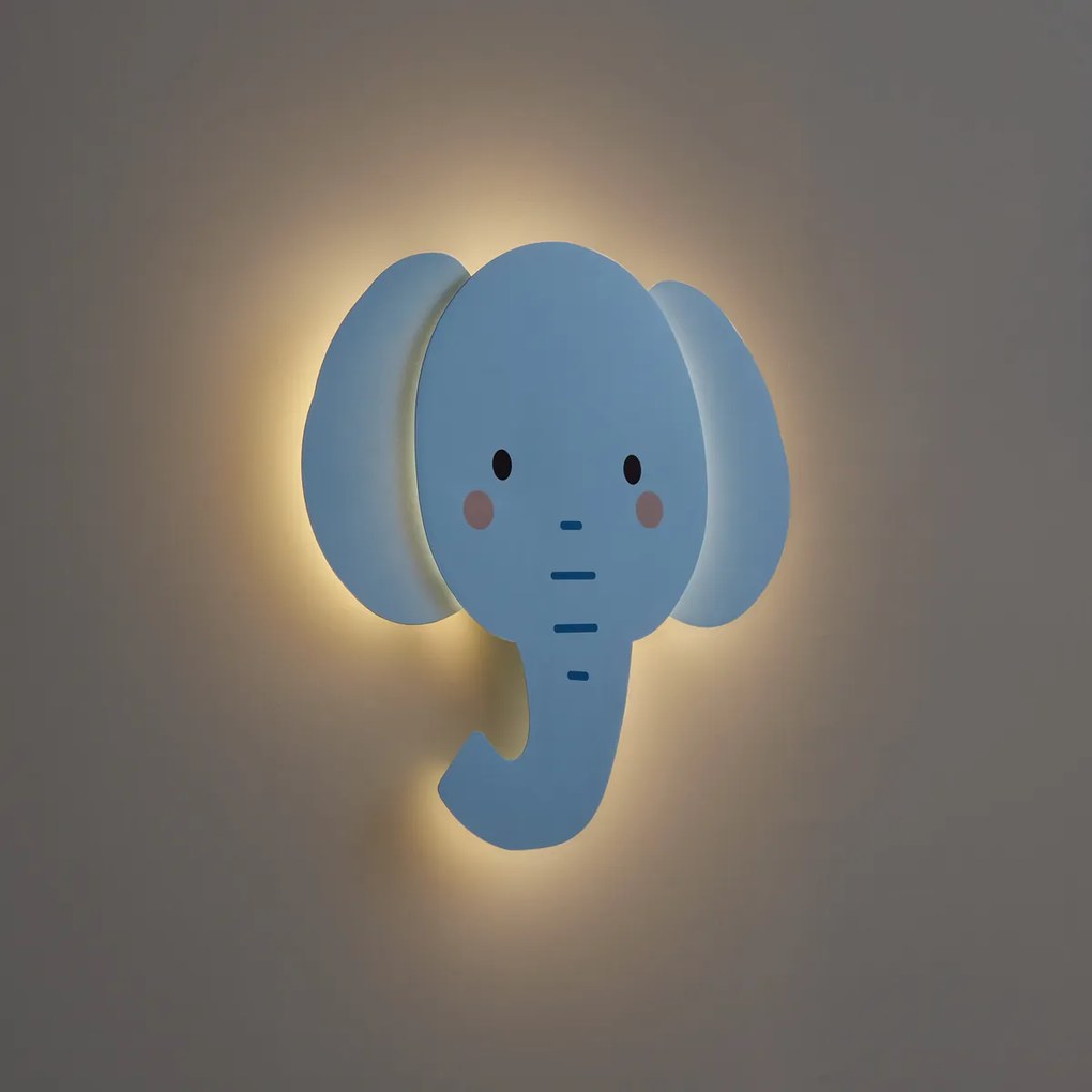 Kinder wandlamp blauw incl. LED 3-staps dimbaar - Ellie the Elephant
