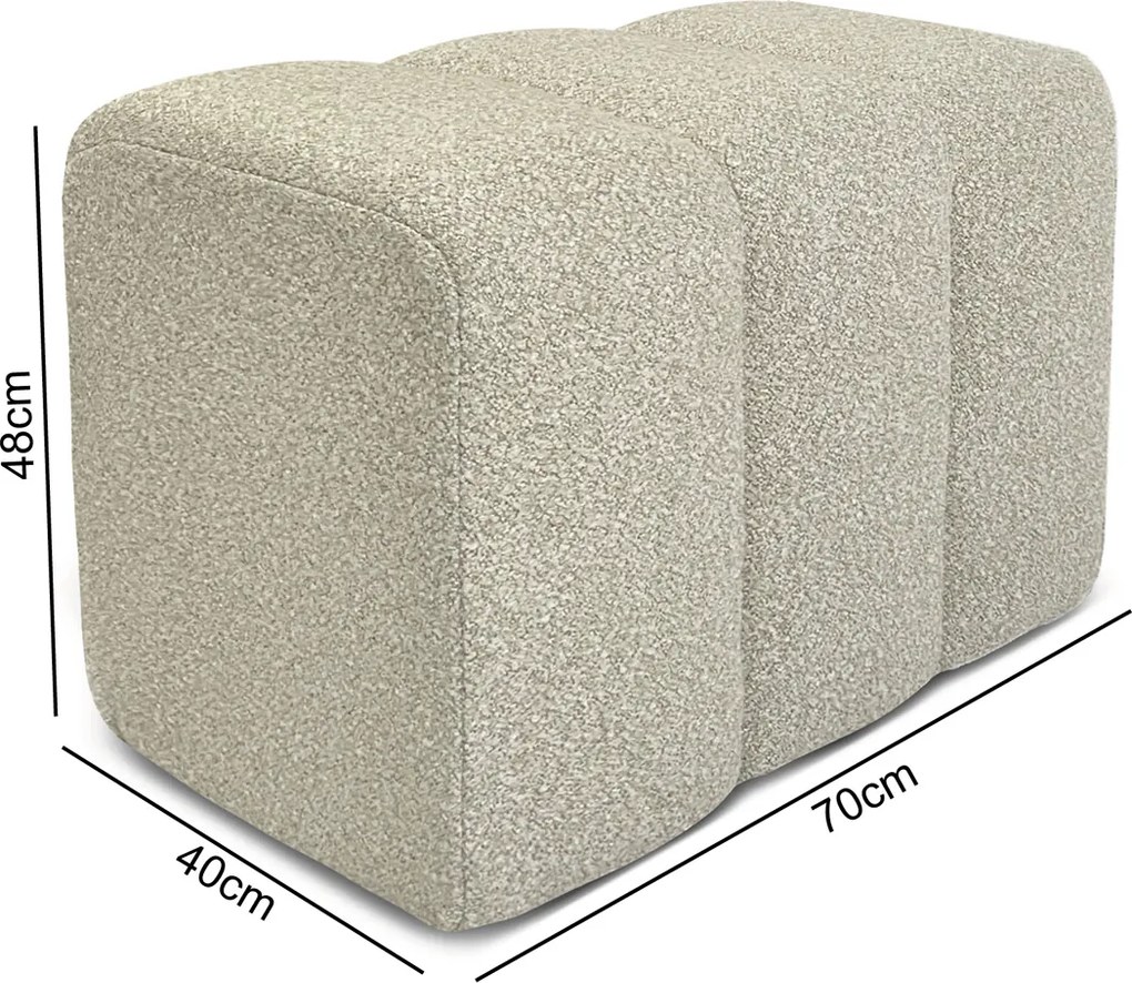 Halbankje Zachte Stof Naturel 72 Cm