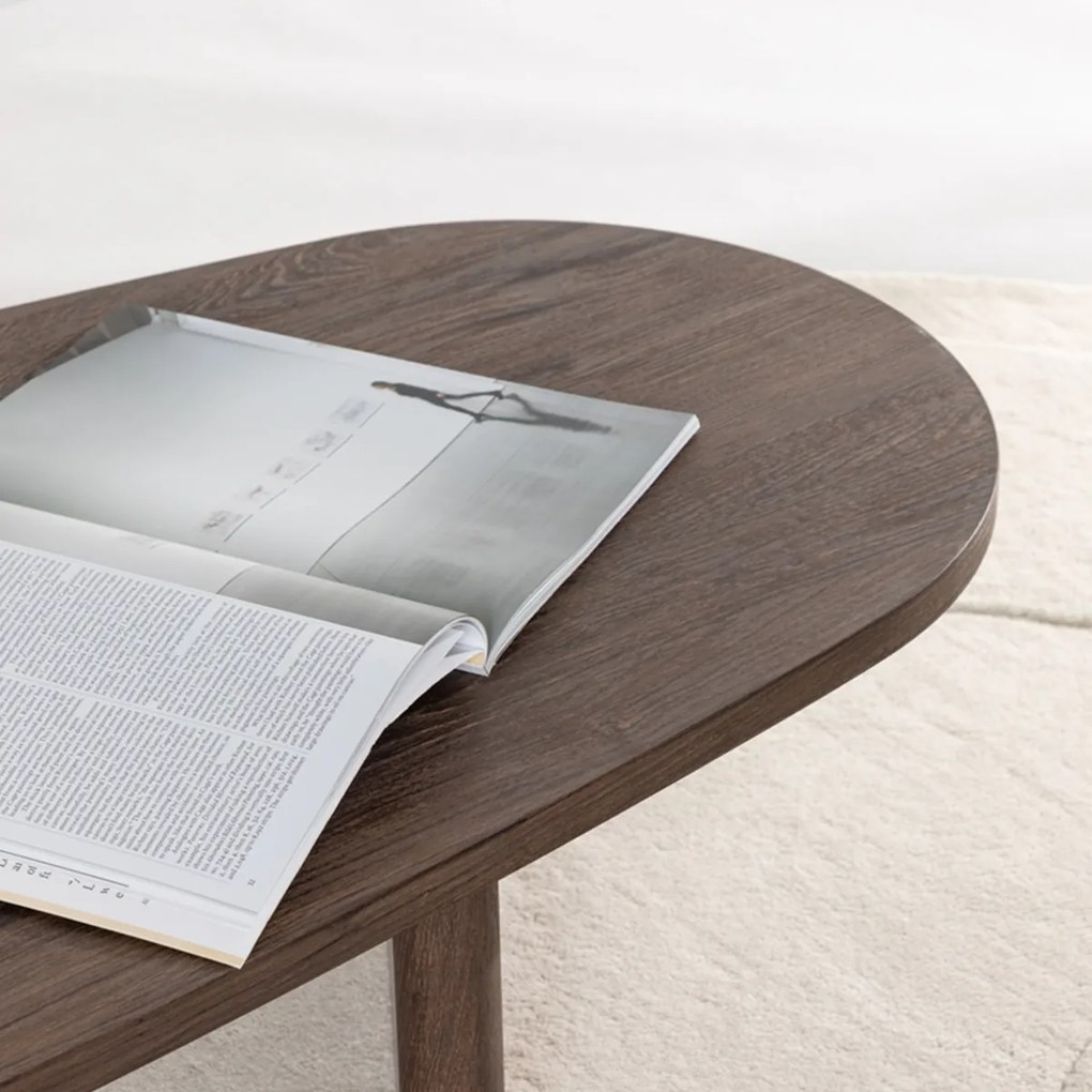 Organische Salontafel Mocca - 65 X 130cm.