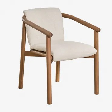 Pakket Van 4 Elmina Tuinstoelen Met Armleuningen In Acaciahout Acacia Bruin & Bouclé Wit - Sklum