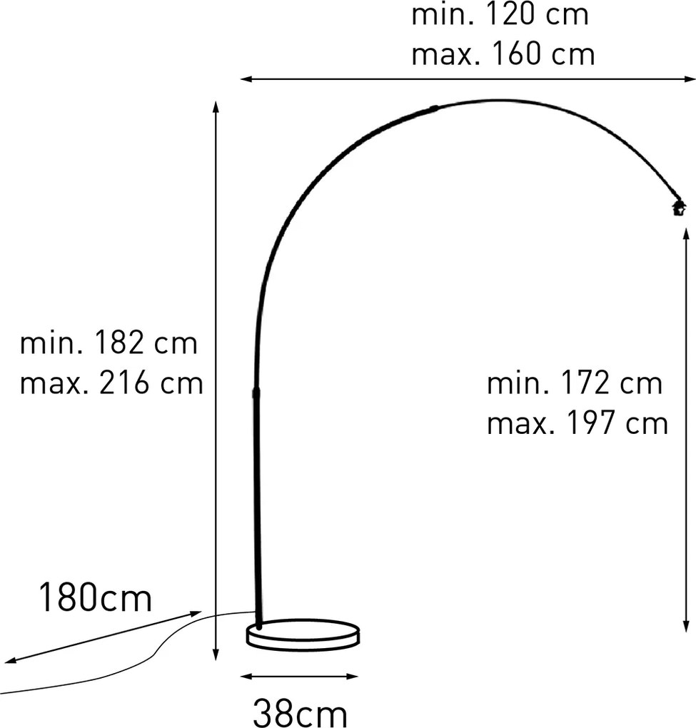 Moderne booglamp chroom verstelbaar zonder kap
