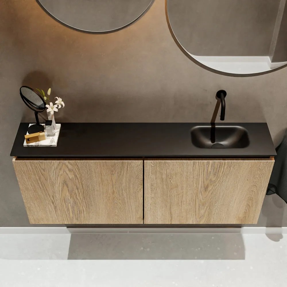 Mondiaz Ture 120cm toiletmeubel washed oak met wastafel urban rechts geen kraangat