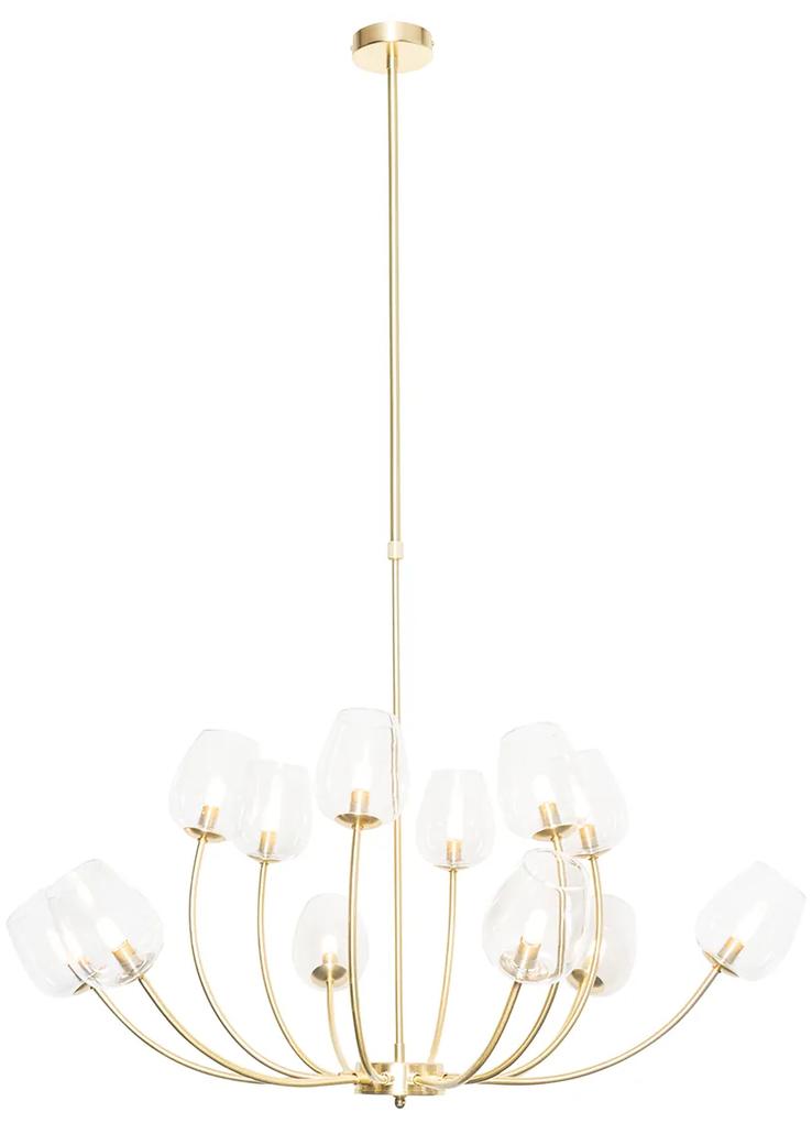 Klassieke hanglamp goud met glas 12-lichts - Elien Klassiek / Antiek G9 rond Binnenverlichting Lamp