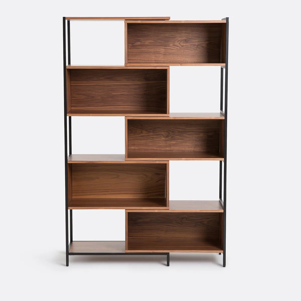 Modulaire en uitrekbare boekenkast, notenhoutfineer, Volga