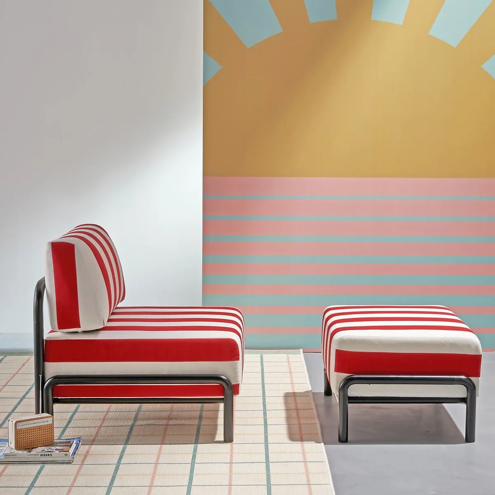 Poef/voetensteun in metaal staal, Thomes