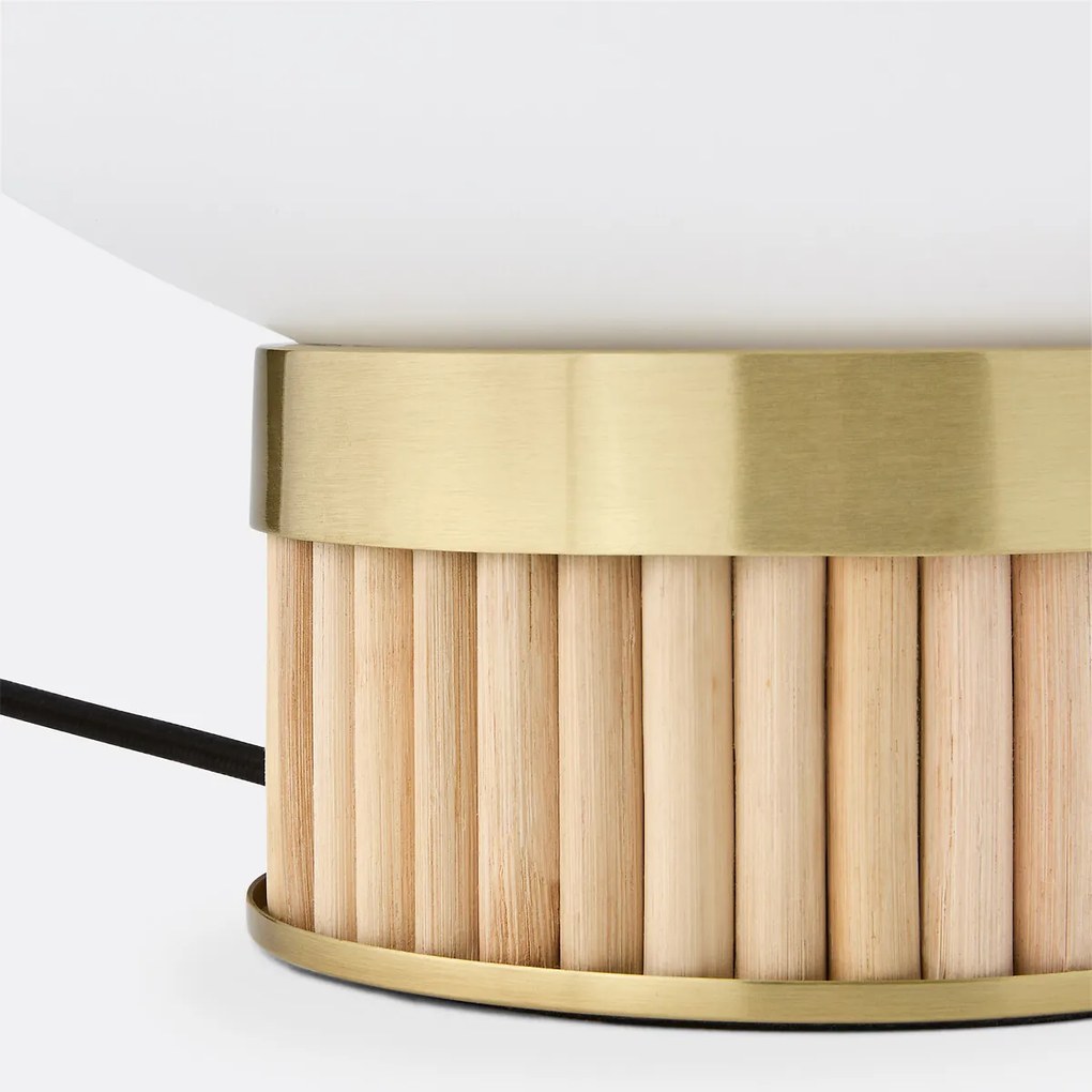 Lamp in messing, bamboe en opaline glas, Dolce