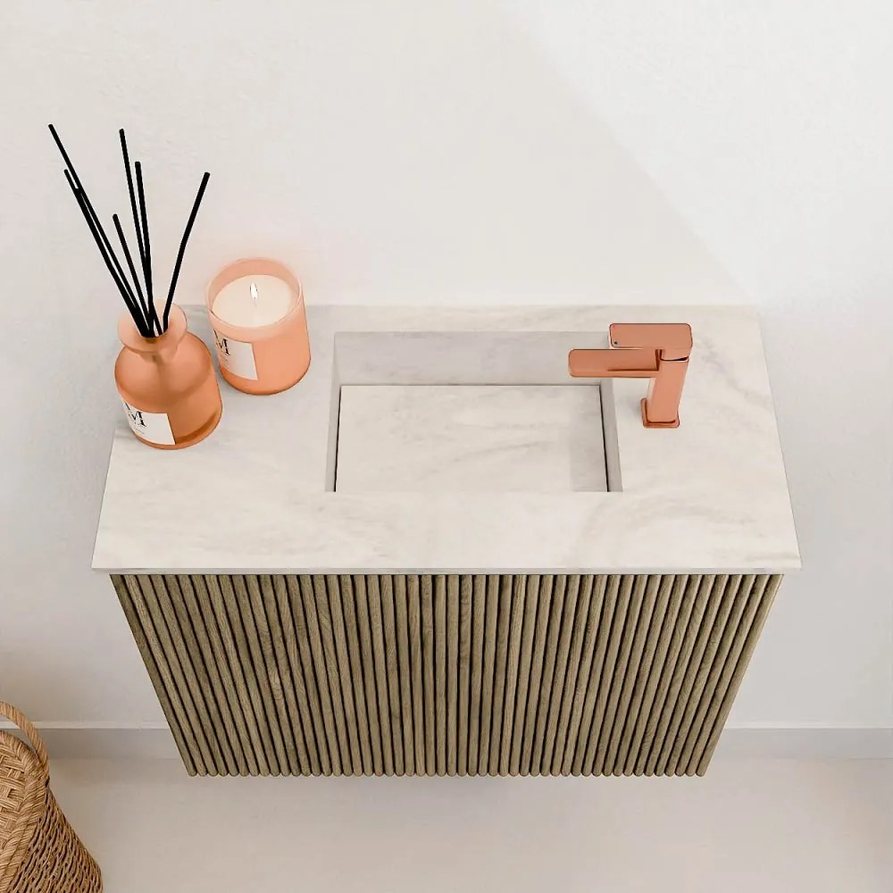 Mondiaz Joya DLux 50cm toiletmeubel dusk met wastafel faye rechts 1 kraangat ostra