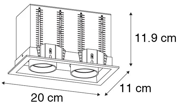 Set van 6 Moderne inbouwspot zwart verstelbaar 2-lichts - Roof