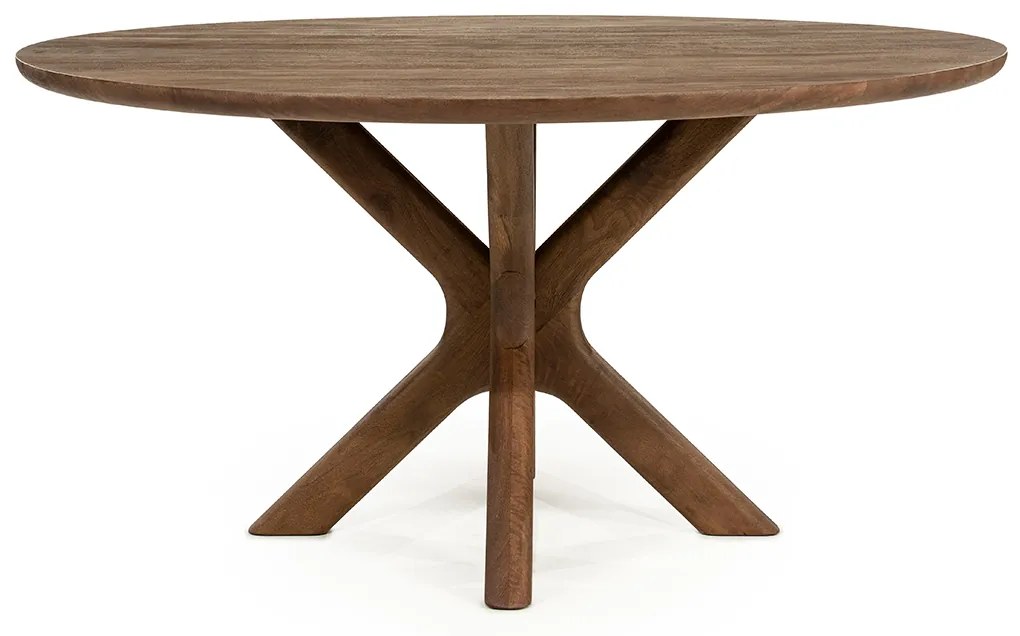 Kruispotige Eettafel Walnoot - 150 X 150cm.