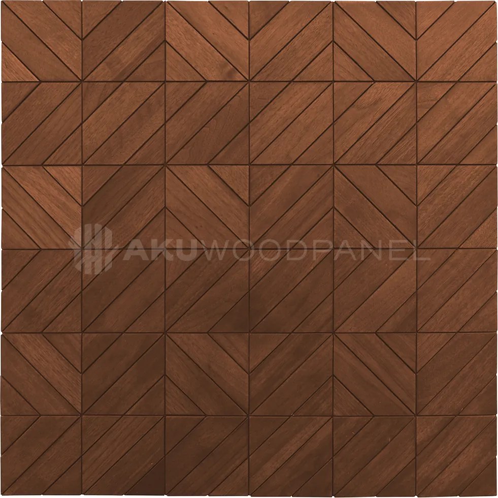 Decopaneel 60 cm x 60 cm Walnoot hout - Clover Smoked Brown - 3D Wandpaneel - Wanddeco