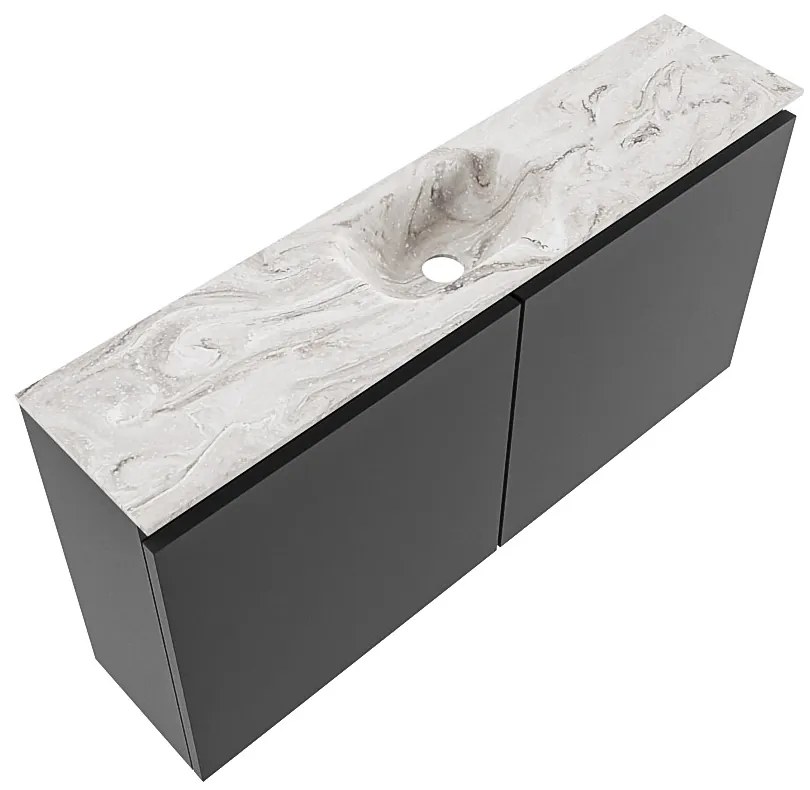 Mondiaz Ture DLux toiletmeubel 100cm dark grey met wastafel glace midden met kraangat