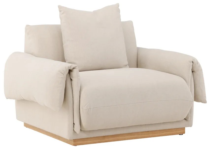 Jörn Momo - Fauteuil - Beige -  Linen&amp;Katoen - Eikenhout Onderstel - Jorn