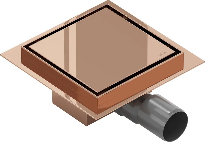 Mexen Flat-Q M13 vierkante vloerafvoer 12 x 12 cm, roze goud - 1610012