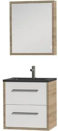 Tiger Boston badmeubel met spiegelkast en zwarte wastafel 60cm chalet eiken