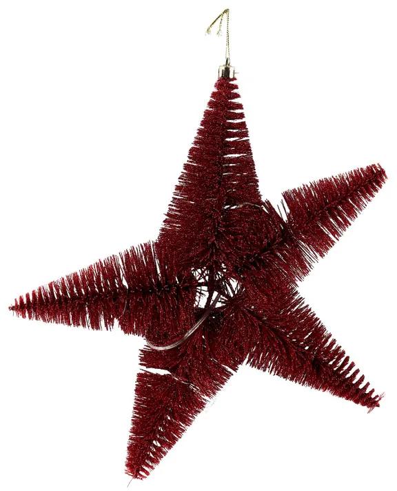 Kerstster met verlichting - rood - 25 cm