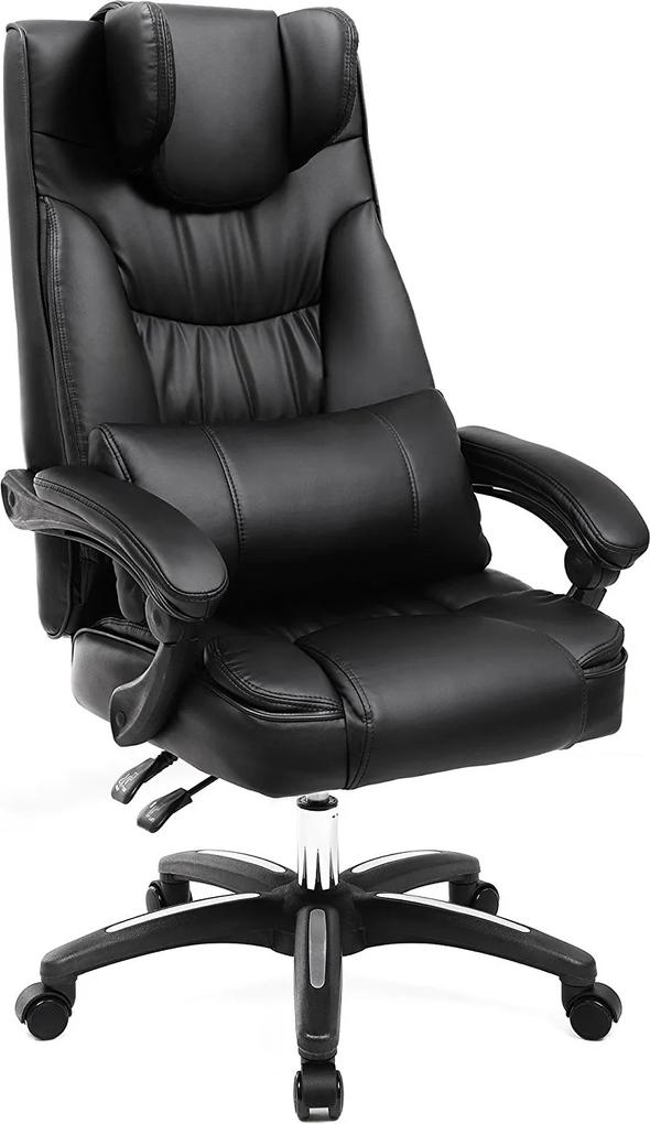 Luxe extra grote bureaustoel met opklapbare hoofdsteun en verstelbaar rugkussen