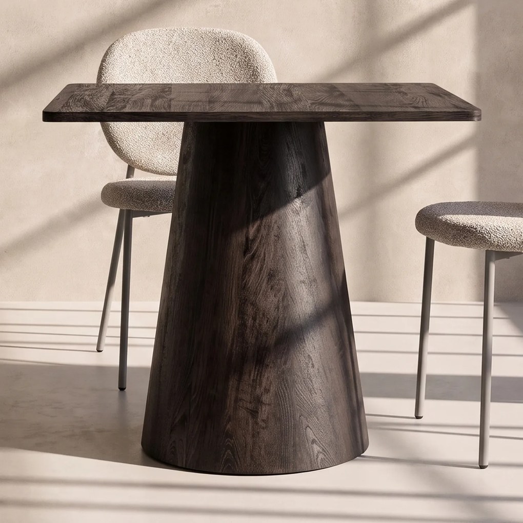 Vierkante Eettafel Met Ronde Voet Mocca - 80 X 80cm.