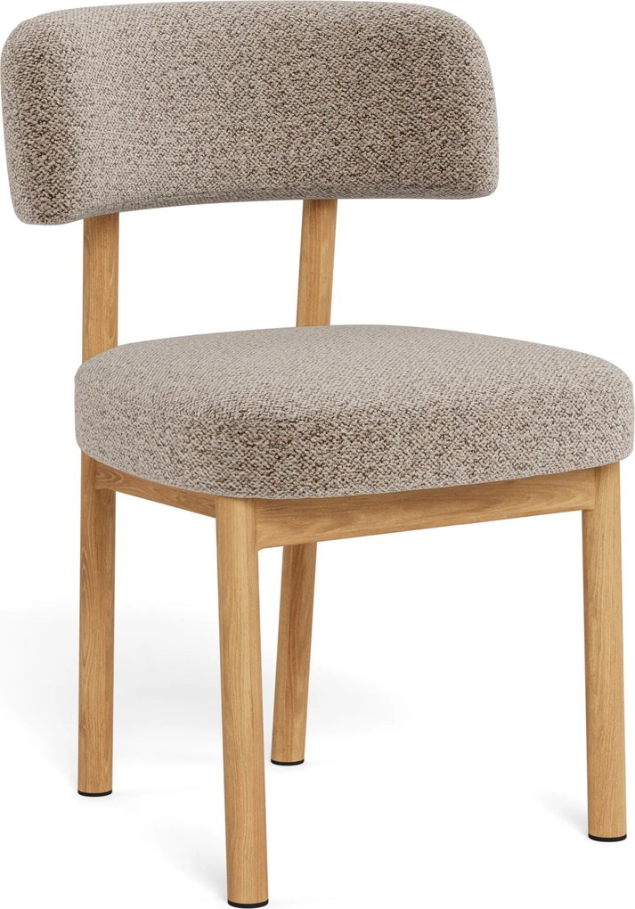 Mazzoni TORAY Latte Beige (stof Monza 60)/eiken naturel onderstel - GESTOFFEERDE EETKAMERSTOEL VOOR KEUKEN/EETKAMER