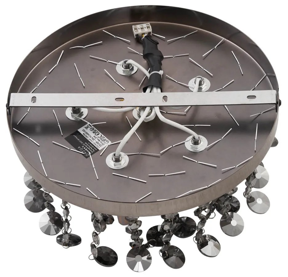 Klassieke plafondlamp zwart met smoke glas - Medusa