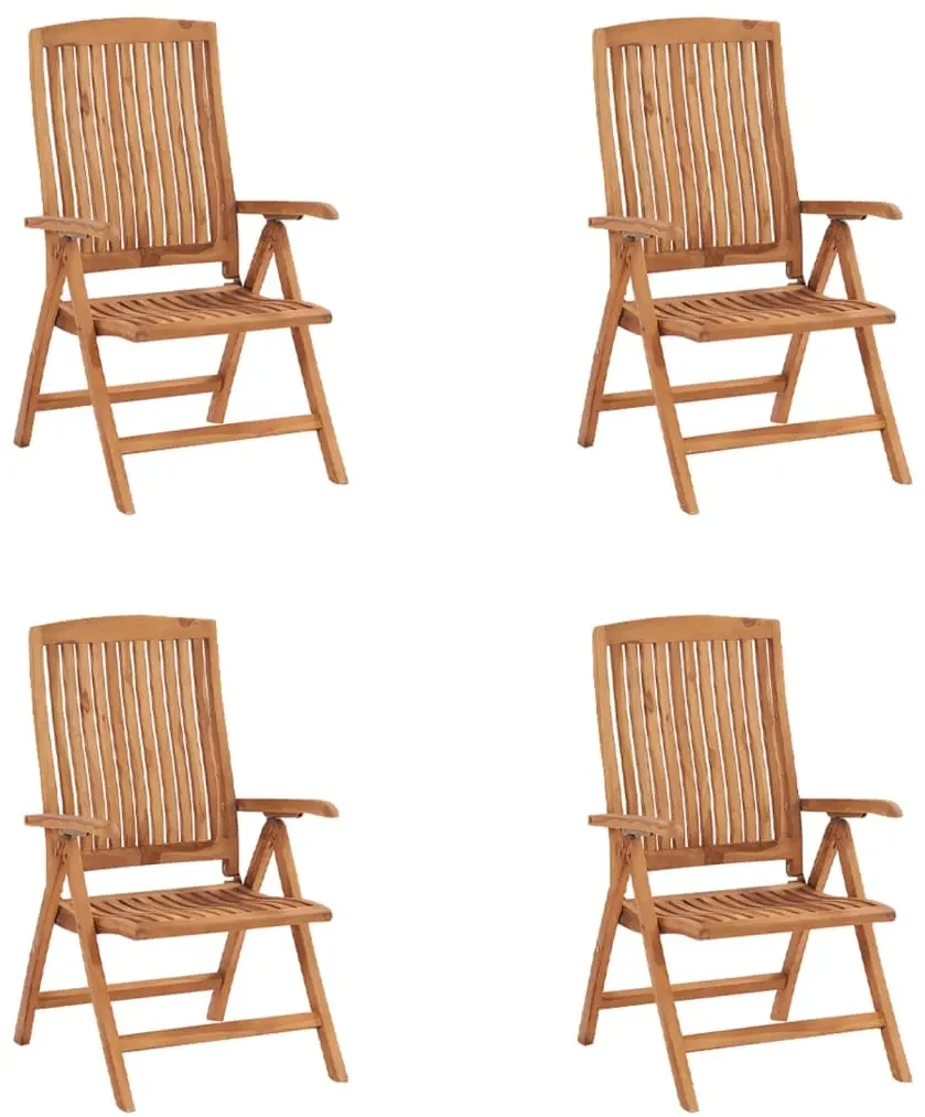 vidaXL Tuinstoelen 4 st verstelbaar met kussens massief teakhout