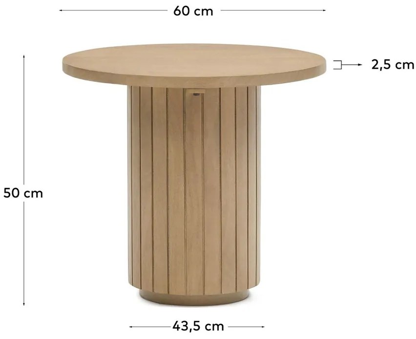 Kave Home Licia Ronde Bijzettafel Massief Acacia Hout - 60 X 60cm.