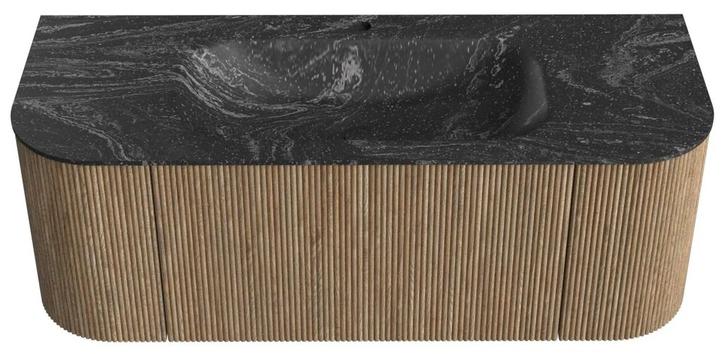 Mondiaz Kurve-dlux 120cm badmeubel ronding links/rechts dusk met 1 lade en 2 deuren en wastafel big small midden 1 kraangat lava