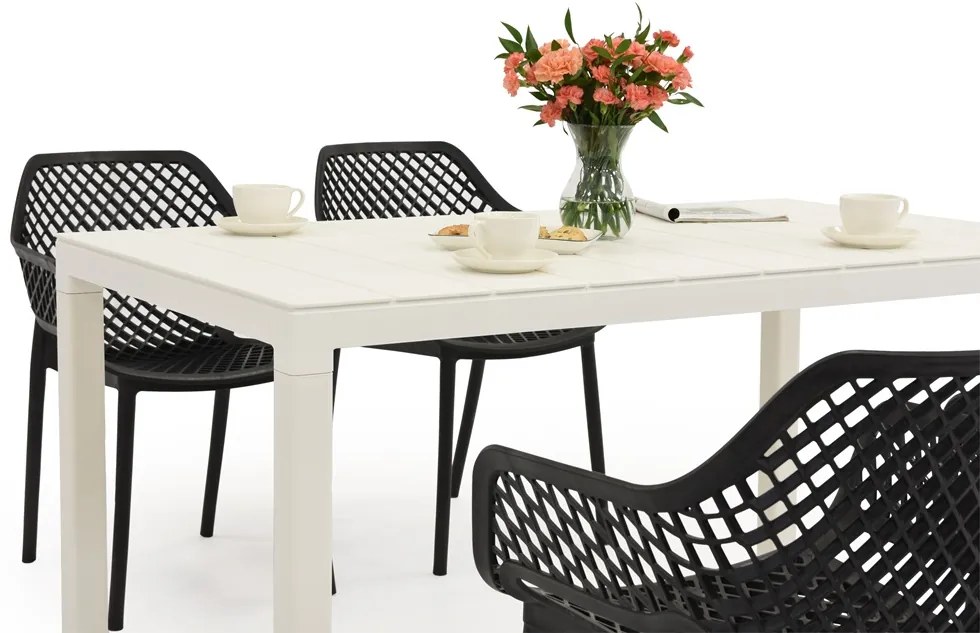 King/Aria wit en antraciet tuinmeubelset voor 4 personen Bica